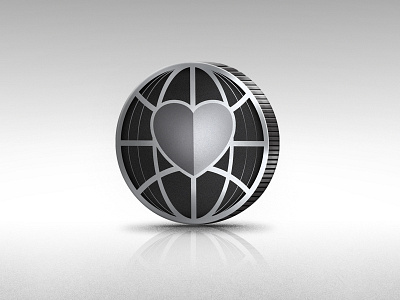 World Change Alliance Symbol branding coin heart logo world