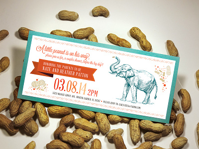 Celebrating a Little Peanut Invitation baby elephant invitation peanut