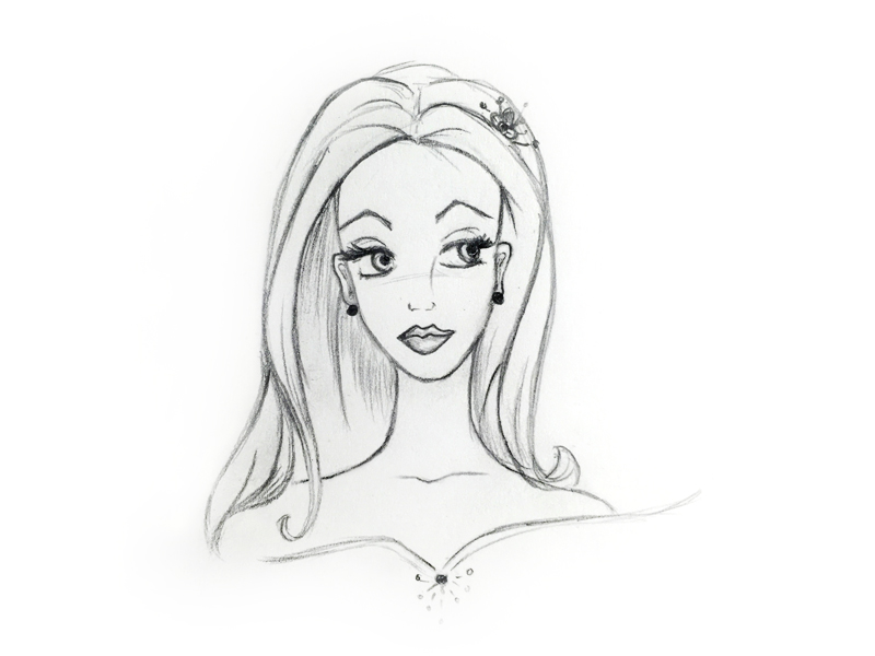 Sketch pretty woman portrait with tilted head Vector Image