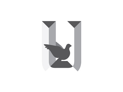 Redefine U Logo bird dove icon letter logo typography