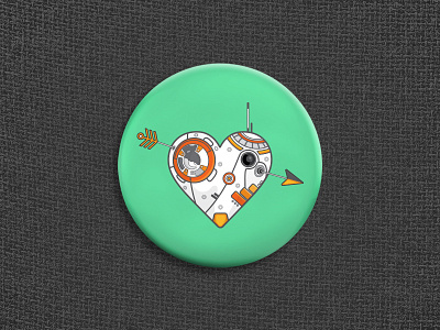 BB-8 Heart - Button Concept arrow bb 8 button disney heart star wars