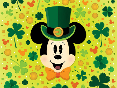 St.Patricks Day Mickey clover disney gold illustration mickey mickey mouse