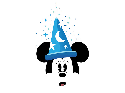 Sorcerer Mickey disney hat illustrator magic mickey moon mouse star vector