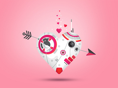 Valentine BB-8 Heart arrow bb 8 cupid droid heart love star wars valentine valentines day