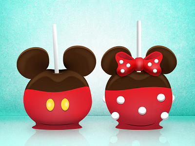 Mickey and Minnie Candy Apples apple candy disney illustrator mickey mouse minnie mouse vector