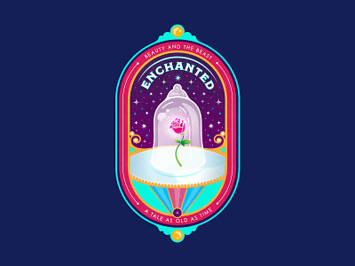 Enchanted Badge badge disney flower illustration magic rose vector