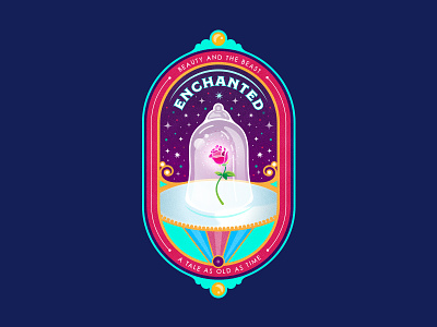Enchanted Badge badge disney flower illustration magic rose vector