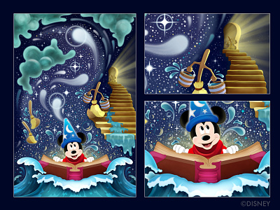 Sorcery in the Sky character disney illustration illustrator mickey mickey mouse photoshop sorcerer vector