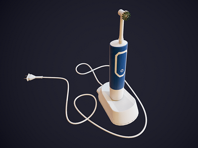 Game Ready Stylized Low-Poly Electric Toothbrush Prop