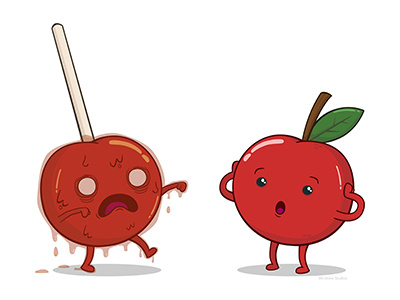 Zombie Apple apple cartoon food fruit halloween illustration red toffee vector zombie