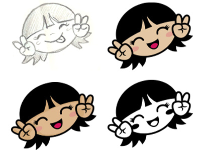 Miss Sylvia Character Design avatar black character character design design girl illustration kawaii line sketch smile vector