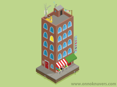 Jumbo's Building apartment brown building bunny green illustration isometric red vector