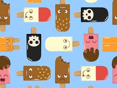 Ice Cream Characters Repeating Pattern character chocolate cute dessert food ice cream kawaii pattern repeating vector