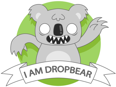 I Am Drop Bear animal australia cartoon character drop bear green grey spirit vector