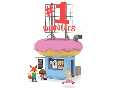 Snack Shack #1 animal character design donut doughnut food illustration shack snack