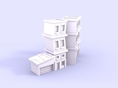 Paper Buildings 3d 3d modeling blender building cartoon low poly