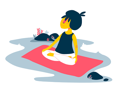 Meditation character design cmyk flat illustration mediation mindfulness peaceful yoga