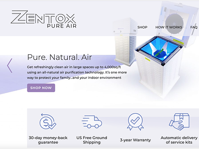 Zentox air purifier design responsive website user interface web website wp rig