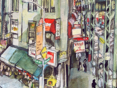 Bushwick watercolor streetpainting streetscens aquarel watercolor drawing bushwick capsulefineart newyorkcitypaintings anselmdastner