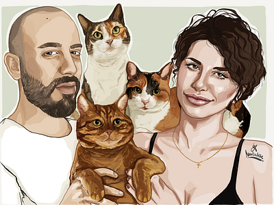 FAMILY - commission. art artist artwork cats design digital digitalart drawing graphic illustration ipadpro