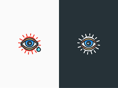 The Eyes cry drop eye icon minimal outline stickers tattoo water