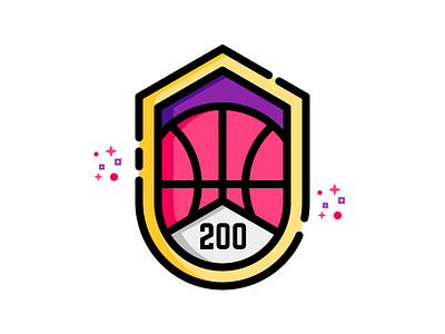 "200" badge basketball celebration colourful outline