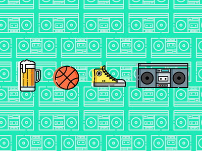 Street Icons ball beer boombox colorful converse outline shoe street