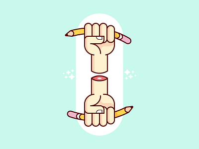 Fists & Pencils badge brand hands icon pencil
