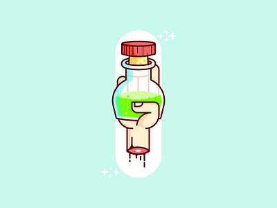 Magic Potion badge brand hands icon identity magic potion toxic green