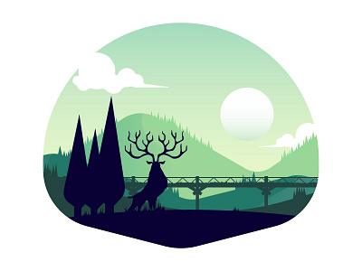 Landscape deer gradient landscape svg