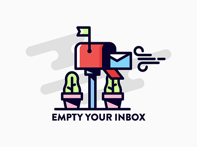 Empty your inbox brand green icon mail mailbox media outline red social wind