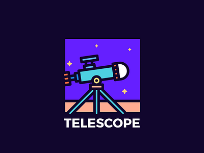 Telescope badge book child colorful icon illustration modern stars telescope