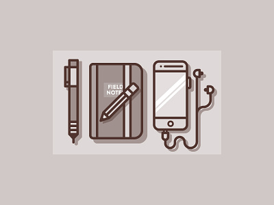 Tools for today field icon illustration iphone notes pen pencil phone