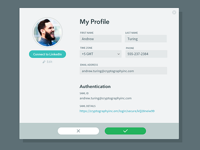 User Profile modal ui user profile