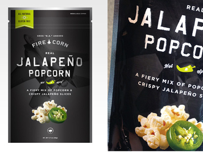Fire Corn Jalapeño Popcorn Packaging branding jalapeño packaging popcorn