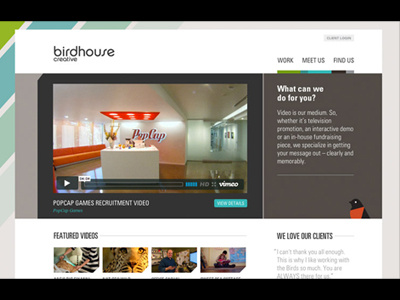 Birdhouse Creative Website birdhouse creative branding interactive website