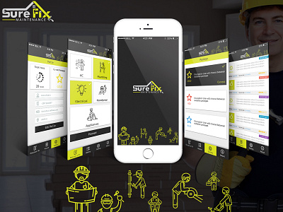 SureFix | Workers app app design application branding logo services ui ux workshop