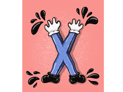 X! 36daysoftype cartoon hand lettering illustration illustrators lettering pink and blue type typography vintage cartoon vintage illustration