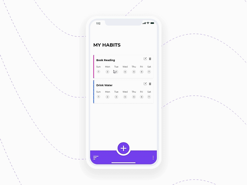 Habit Tracker App adobe xd dailyhabit habittracker ios mobileapp uidesign uidesigner uiux