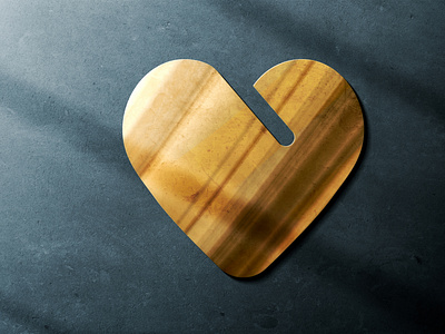 Beautiful Golden Wood Heart Shape Logo