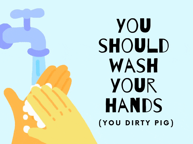 You should wash your hands you dirty pig animation design dirty pig icon illustration minimal typography vector