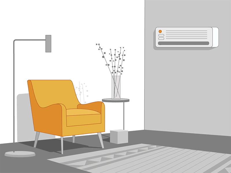 air condition air air conditioner blow home home decor illustration minimal motion graphics vase