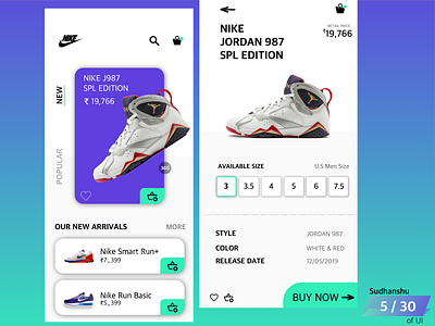 Nike Run App Redesign ~ Day 5 / 30 app app design branding design flat minimal sketch ui uiux ux