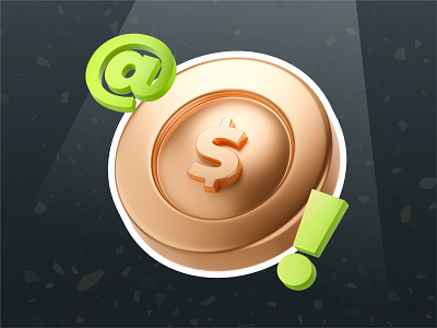 3d illustration metal coin dollar money for student school coin emoji