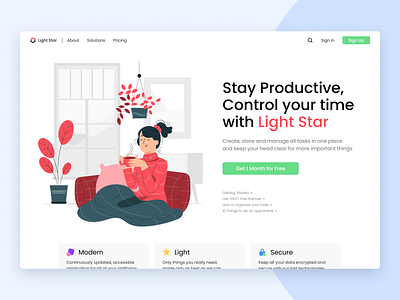 DailyUI #3 - Landing Page to Time Management App