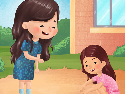 Happy Friends Playing outside in the sand on a sunny afternoon! best illustrations of 2020