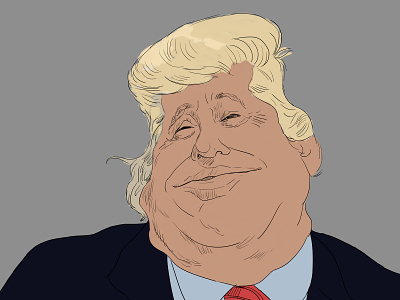 Man smiling Caricature Portrait Flat Style big face man blonde man business man caricature of man cartoon art chuby man donald trump caricature donald trump funny funny caricature of a man golden hair jolly man character man front face man smiling man wearing a suit and a tie minimal portrait funny rich man simple drawing small eyes