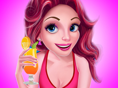 Character Design- Cute Girl Character by Abid Rozdar digital drawing concept art abid rozdar illustrations front face of girl character white teeths pink background red swim suit character girl smiling best vector character of 2019 best cartoon character of 2019 best character of 2019 cartoon girl character vector character red hair girl character beach girl character orange juice female character blue eyes girl with big blue eyes cute girl character