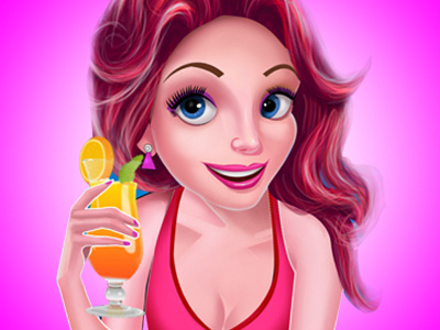 Character Design- Cute Girl Character by Abid Rozdar abid rozdar illustrations beach girl character best cartoon character of 2019 best character of 2019 best vector character of 2019 blue eyes cartoon girl character concept art cute girl character digital drawing female character front face of girl character girl smiling girl with big blue eyes orange juice pink background red hair girl character red swim suit character vector character white teeths