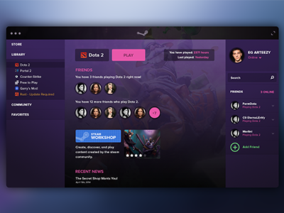 Steam UI steam ui user interface